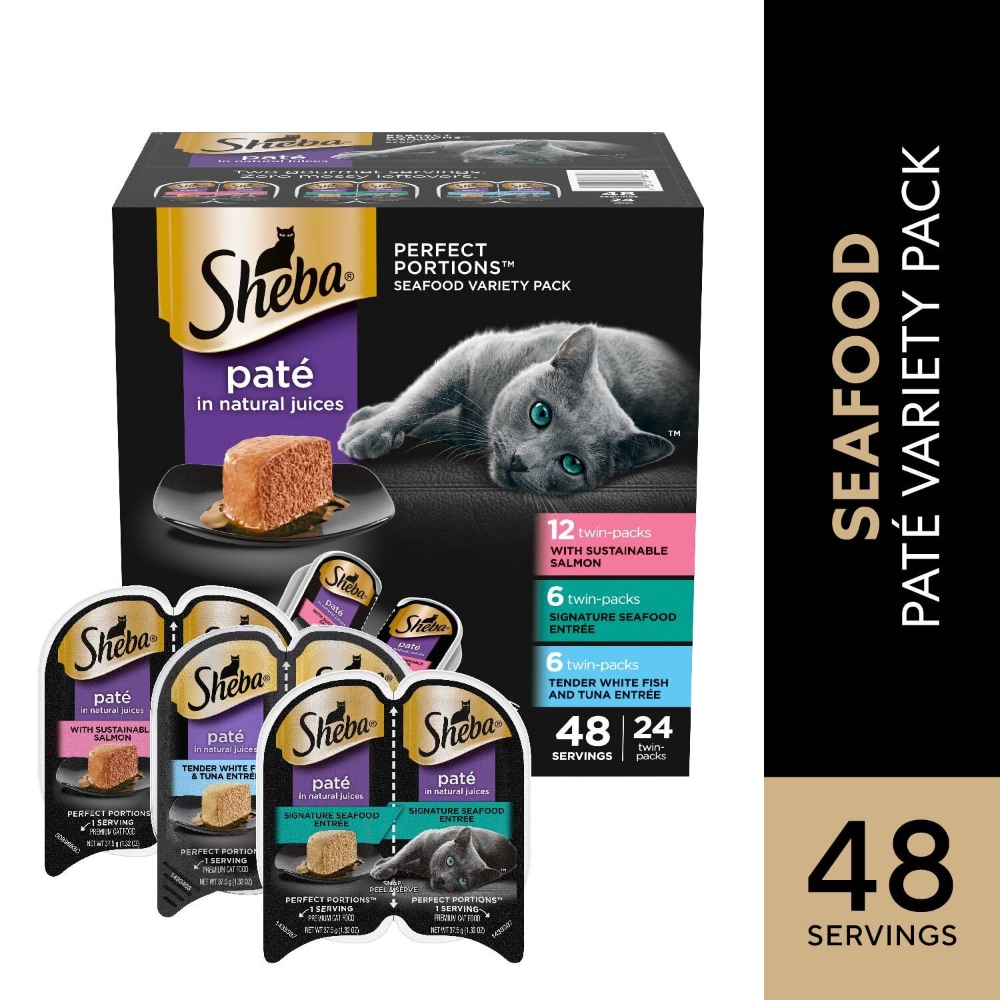Sheba Perfect Portions Adult Wet Cat Food Pate Seafood & Salmon & Whitefish & Tuna Variety Pack