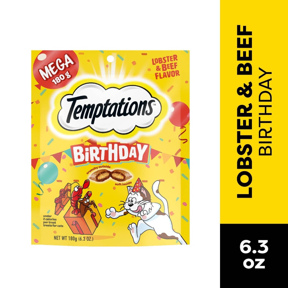 Temptations Birthday Crunchy and Soft Cat Treats Beef & Lobster Flavor