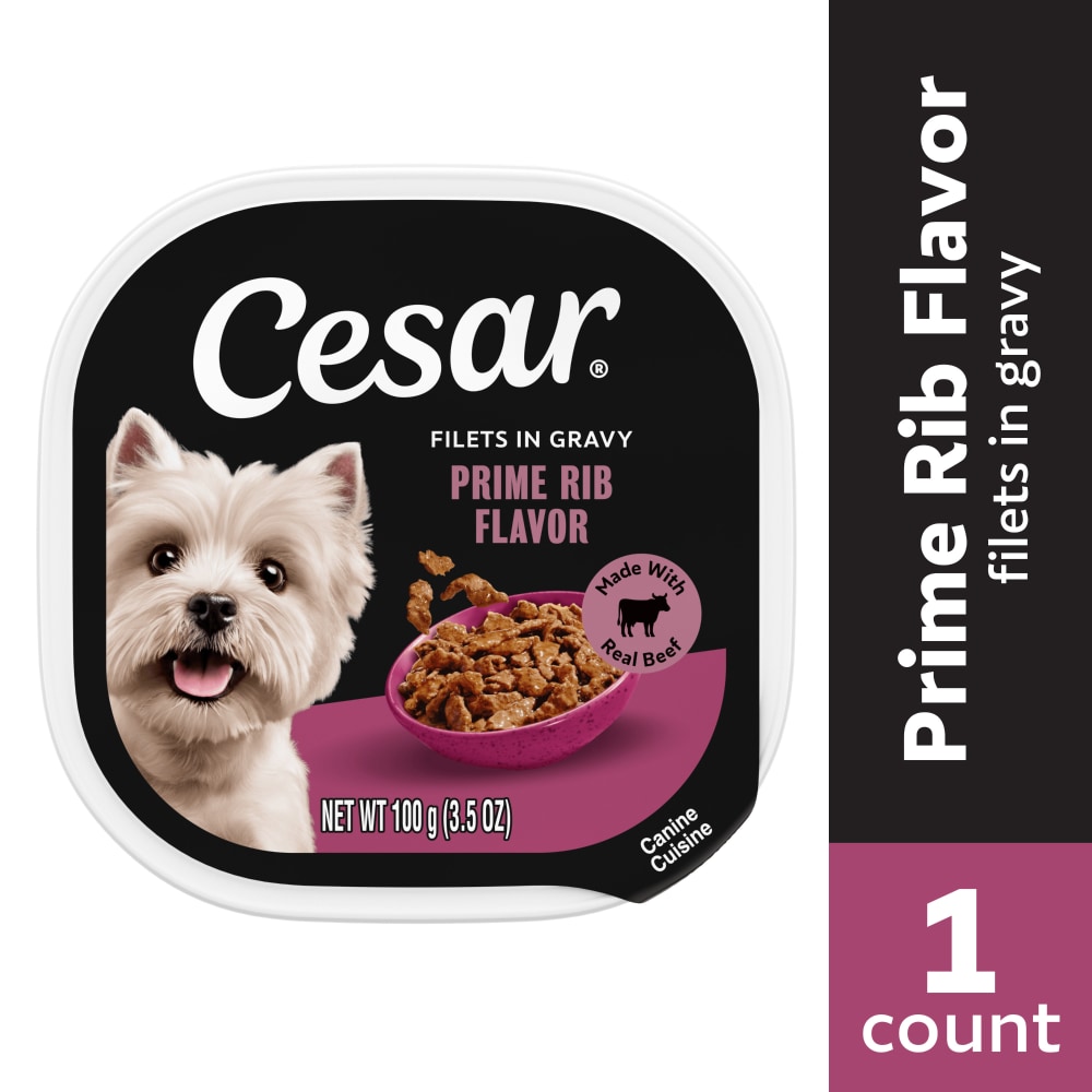 Cesar Filets in Gravy Adult Soft Wet Dog Food Prime Rib