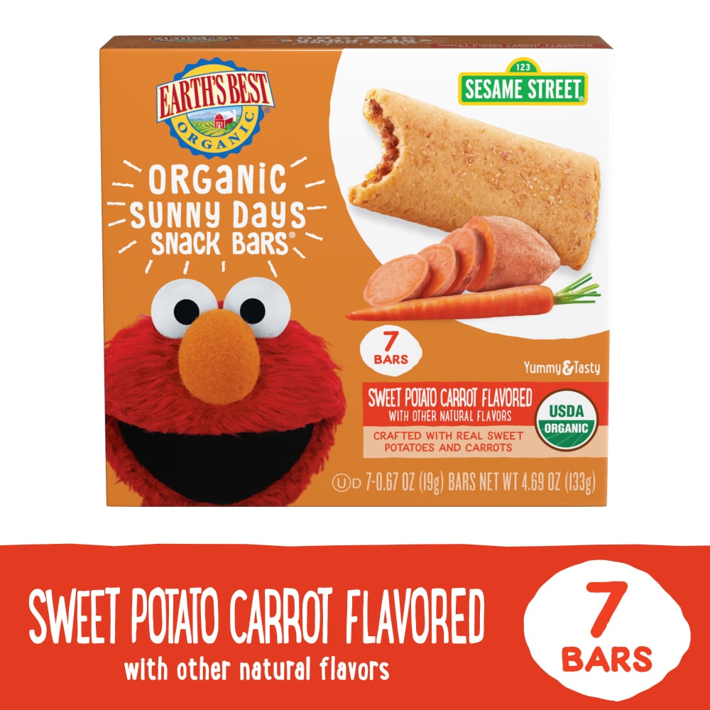Earth’s Best Organic Sunny Days Snack Bars, 2+ Years Up, Sweet Potato Carrot Flavored