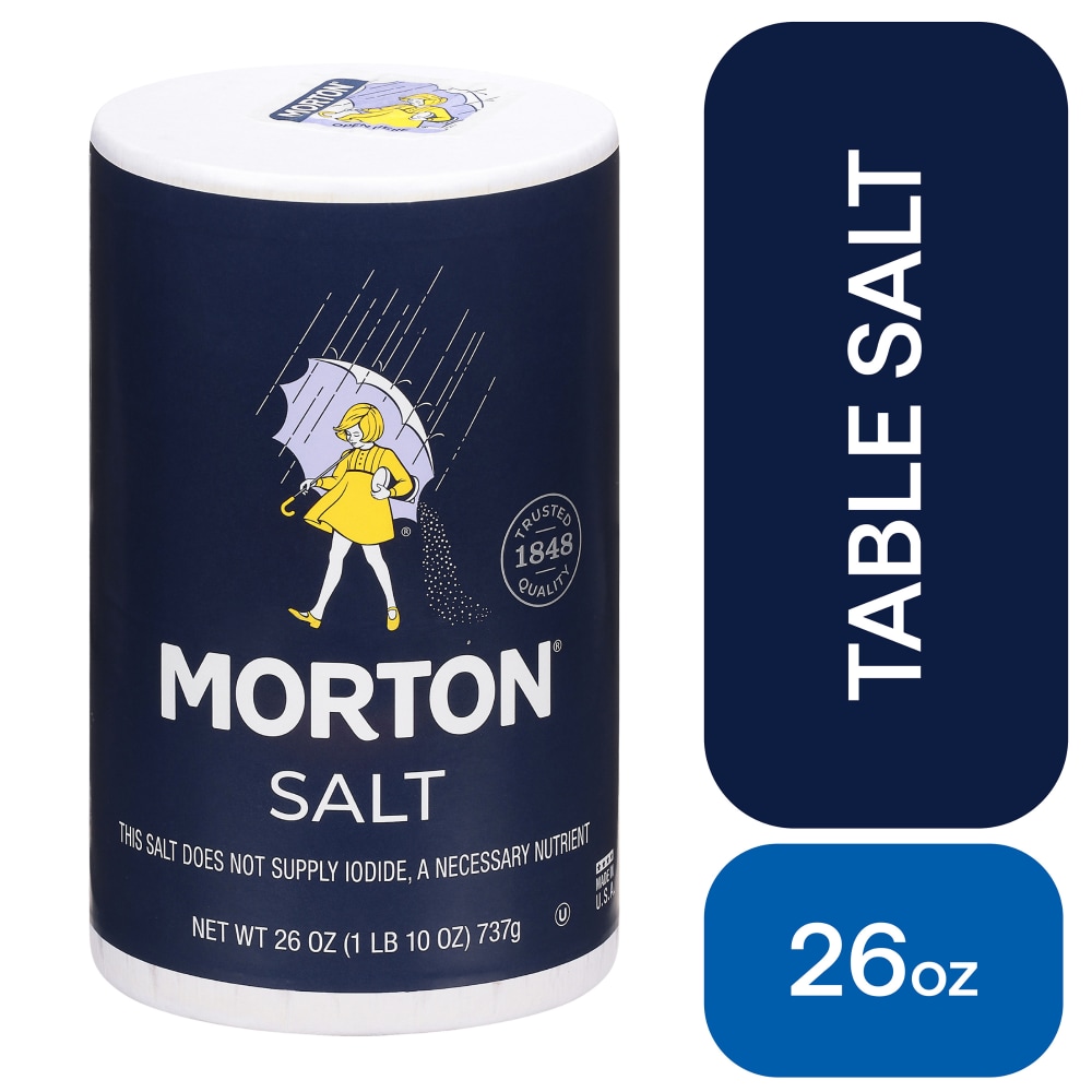 Morton Plain Table Salt, Non-Iodized Salt, 26 oz