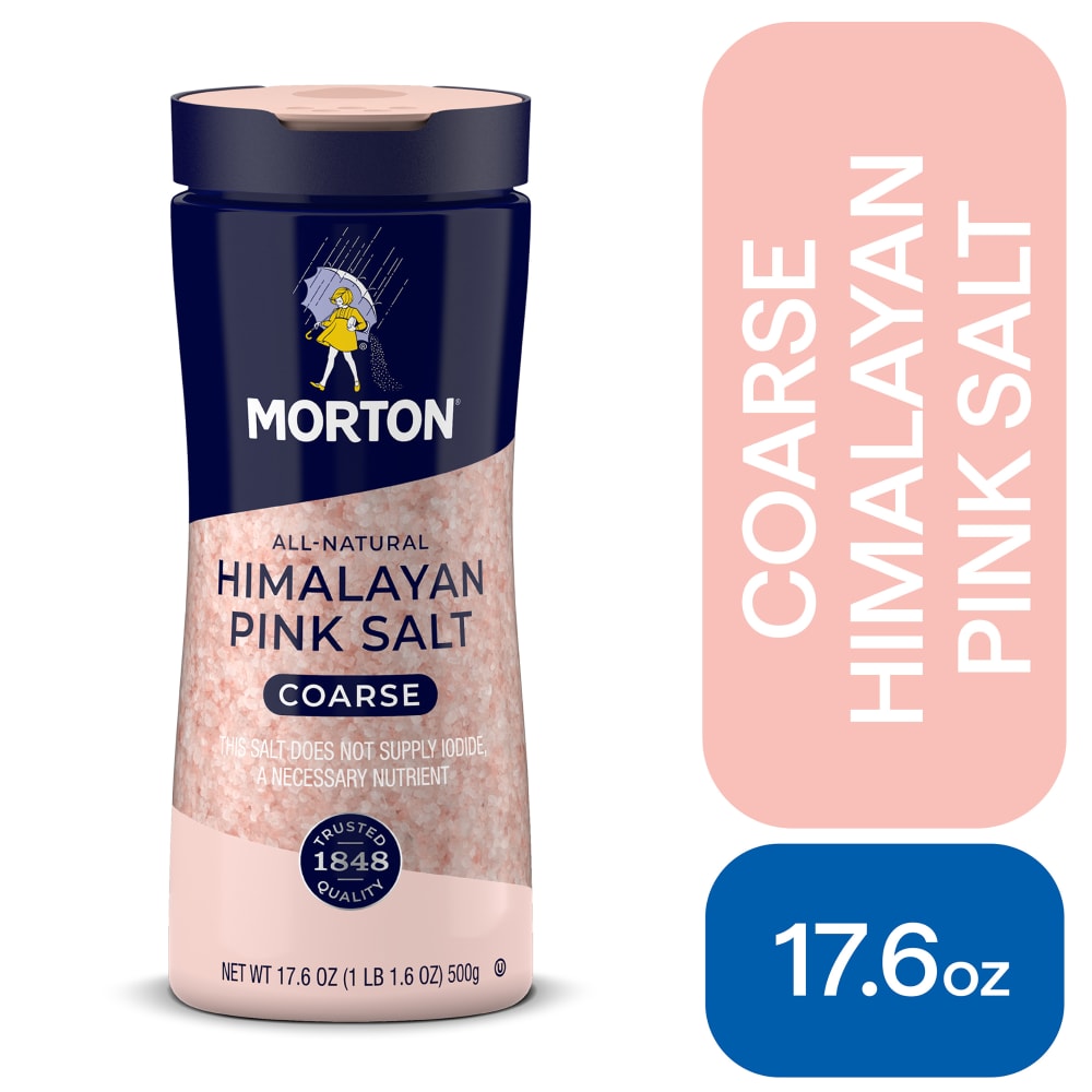 Morton All-Natural Coarse Himalayan Pink Salt, Seasoning Salt for Cooking, Grilling, Baking, 17.6 oz