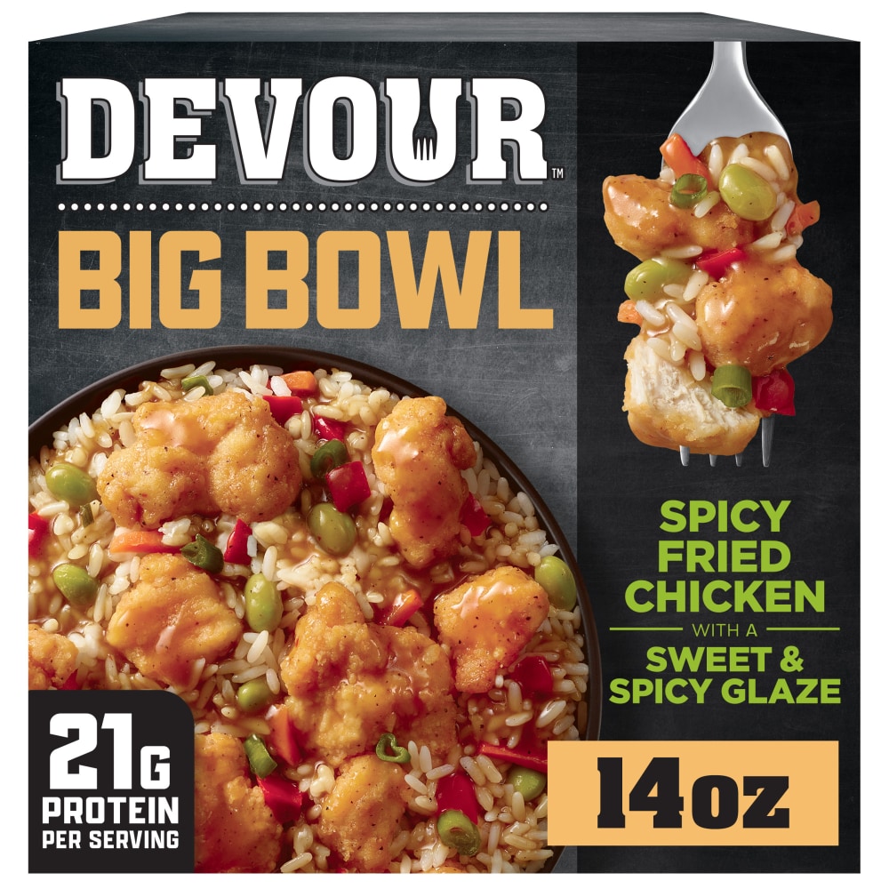 Devour Big Bowl Spicy Fried Chicken with Sweet and Spicy Glaze Frozen Bowl