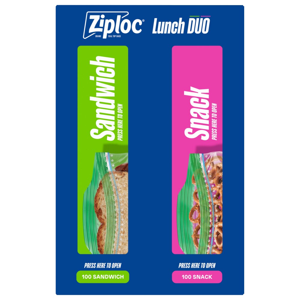 Ziploc® Brand Lunch Duo Variety Pack with EasyGuide™ Texture, Grip ’n Seal Technology™, 200 count