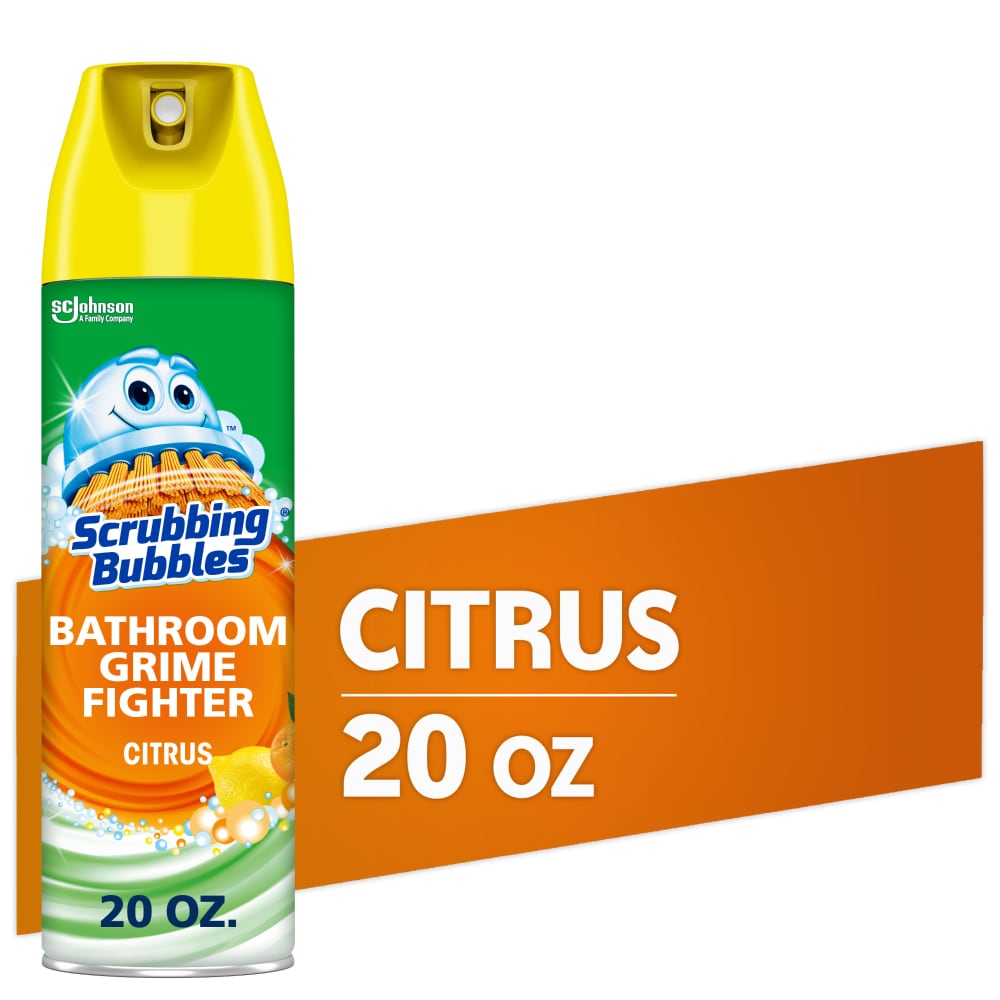 Scrubbing Bubbles Bathroom Grime Fighter Bathroom Cleaner, Aerosol Disinfectant Spray, Citrus, 20 oz