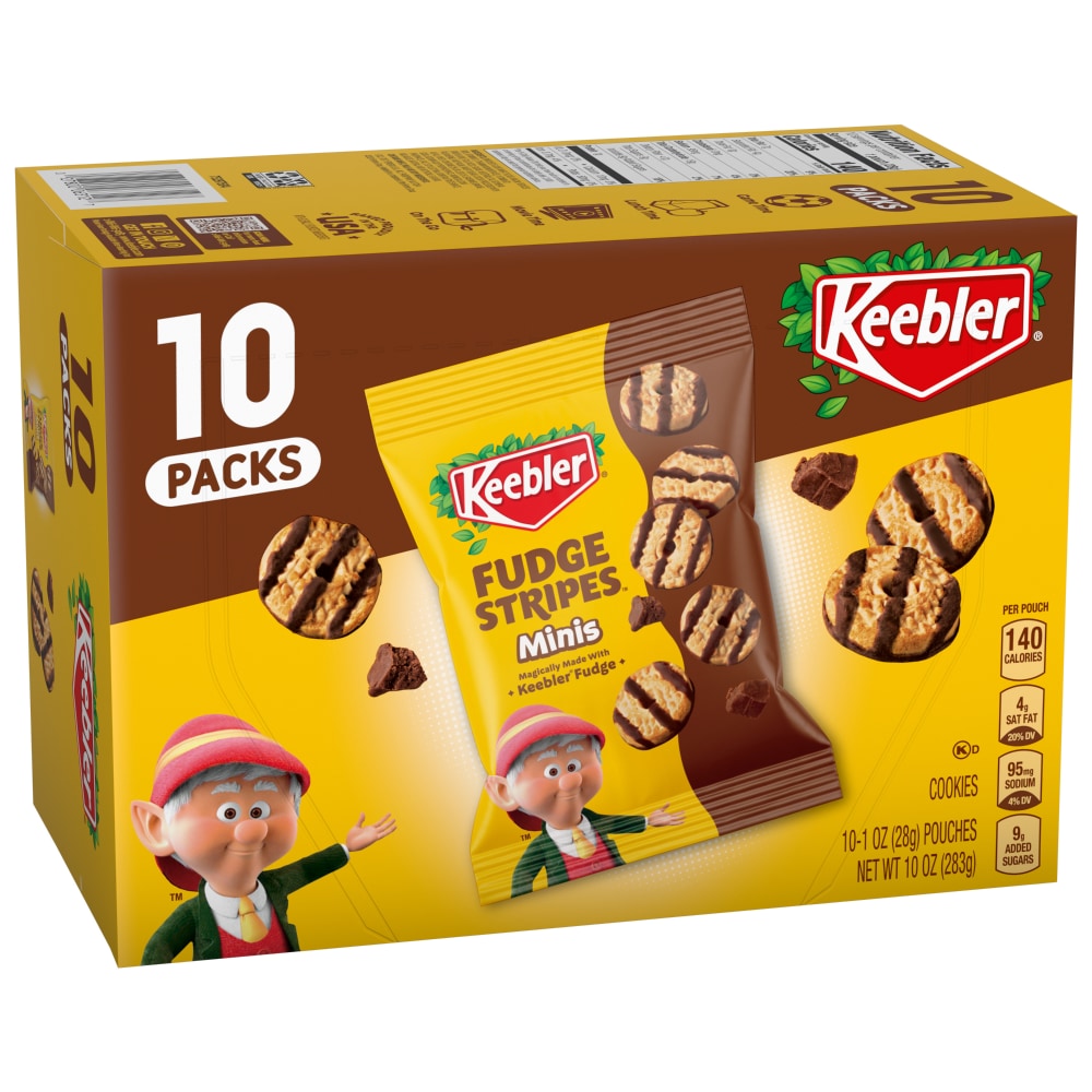 Keebler Fudge Stripes Minis Original Shortbread Cookies Coated in Keebler Fudge