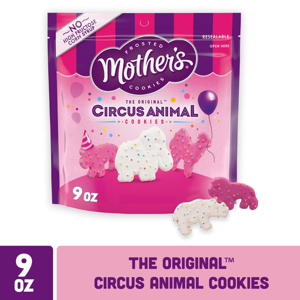 Mother’s Original Circus Animal Frosted Animal Cookies With Rainbow Sprinkles Resealable Bag