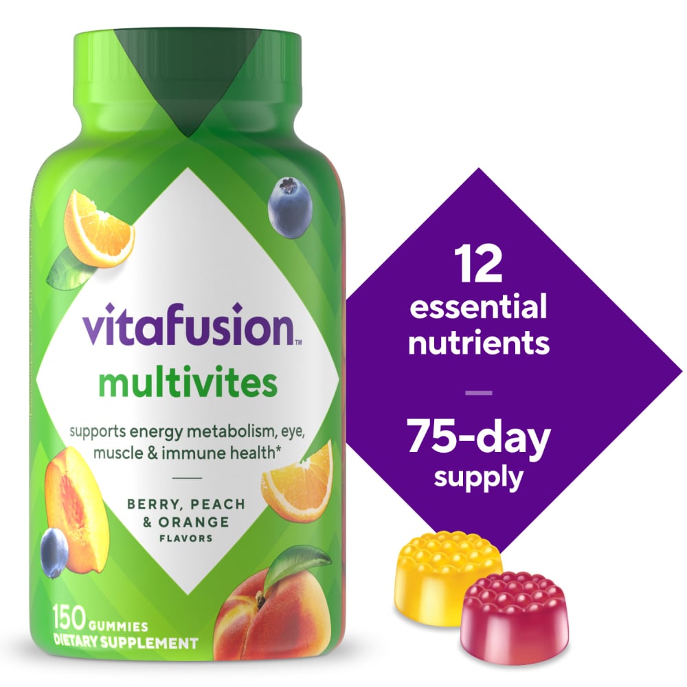 vitafusion MultiVites Berry, Peach, and Orange Flavored Multivitamin Gummies