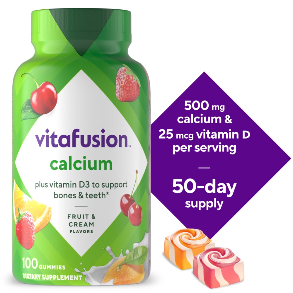 vitafusion Calcium Fruit & Cream Flavored Supplement Chewable Gummy Vitamin Bone Health Support