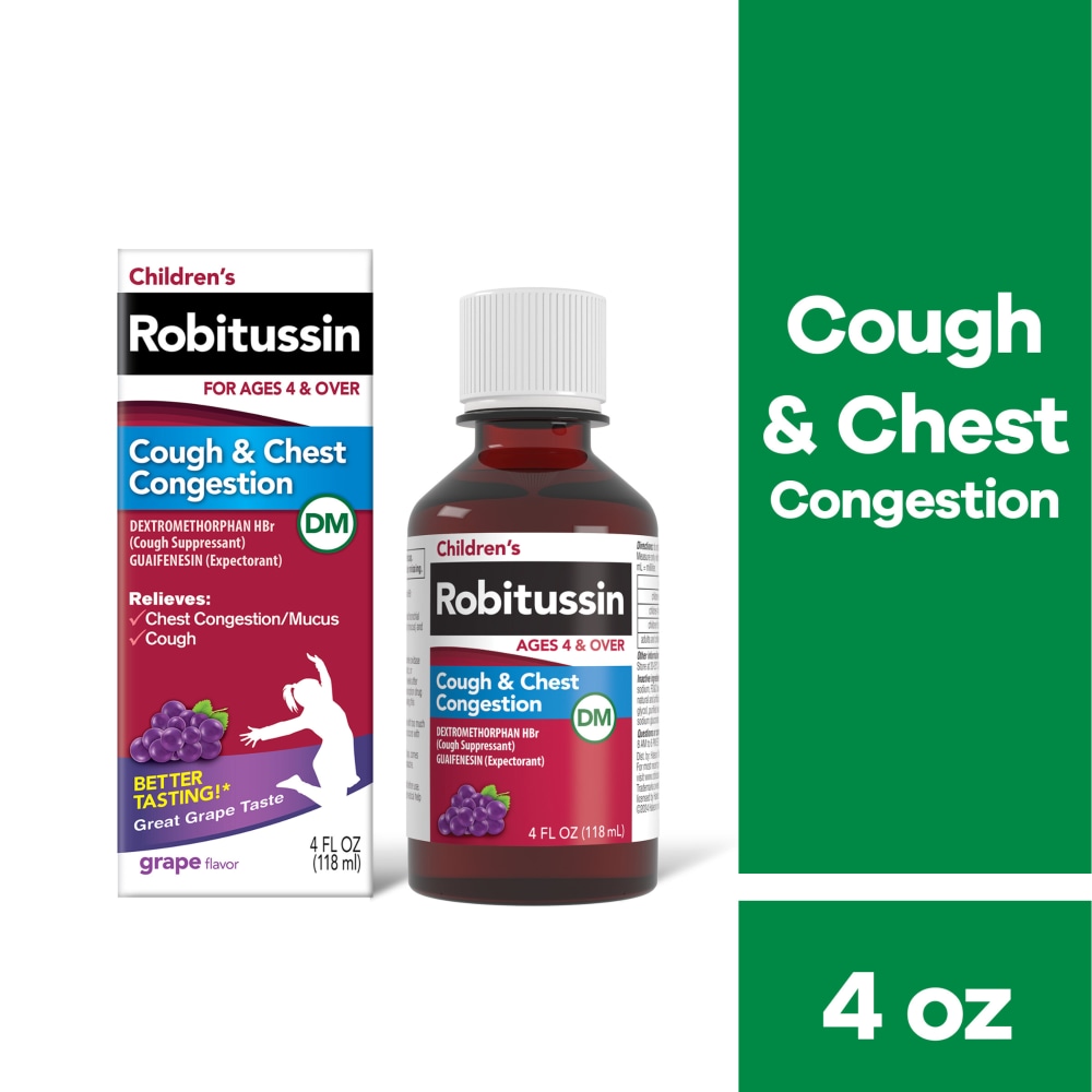 Children’s Robitussin Cough & Chest Congestion DM, Cough Medicine for Kids, Grape Flavor