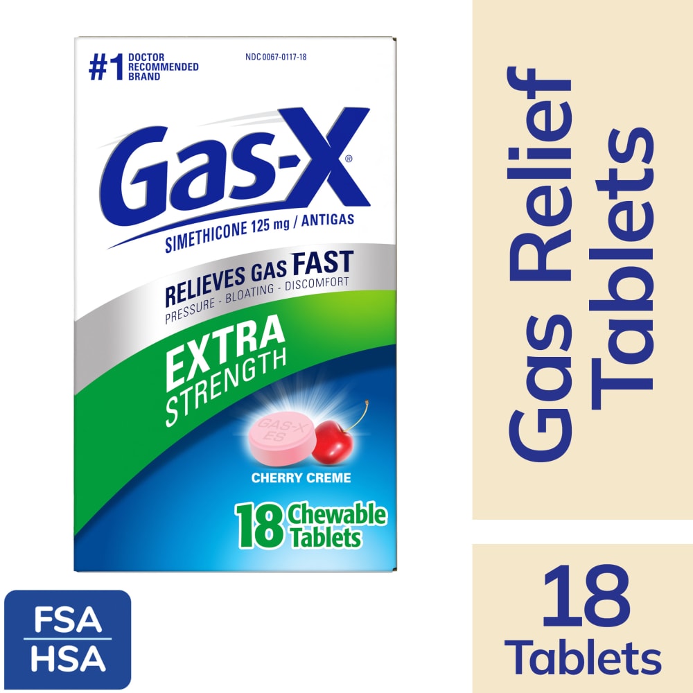 Gas-X Extra Strength Chewable Gas Relief Tablets with Simethicone 125 mg, Cherry