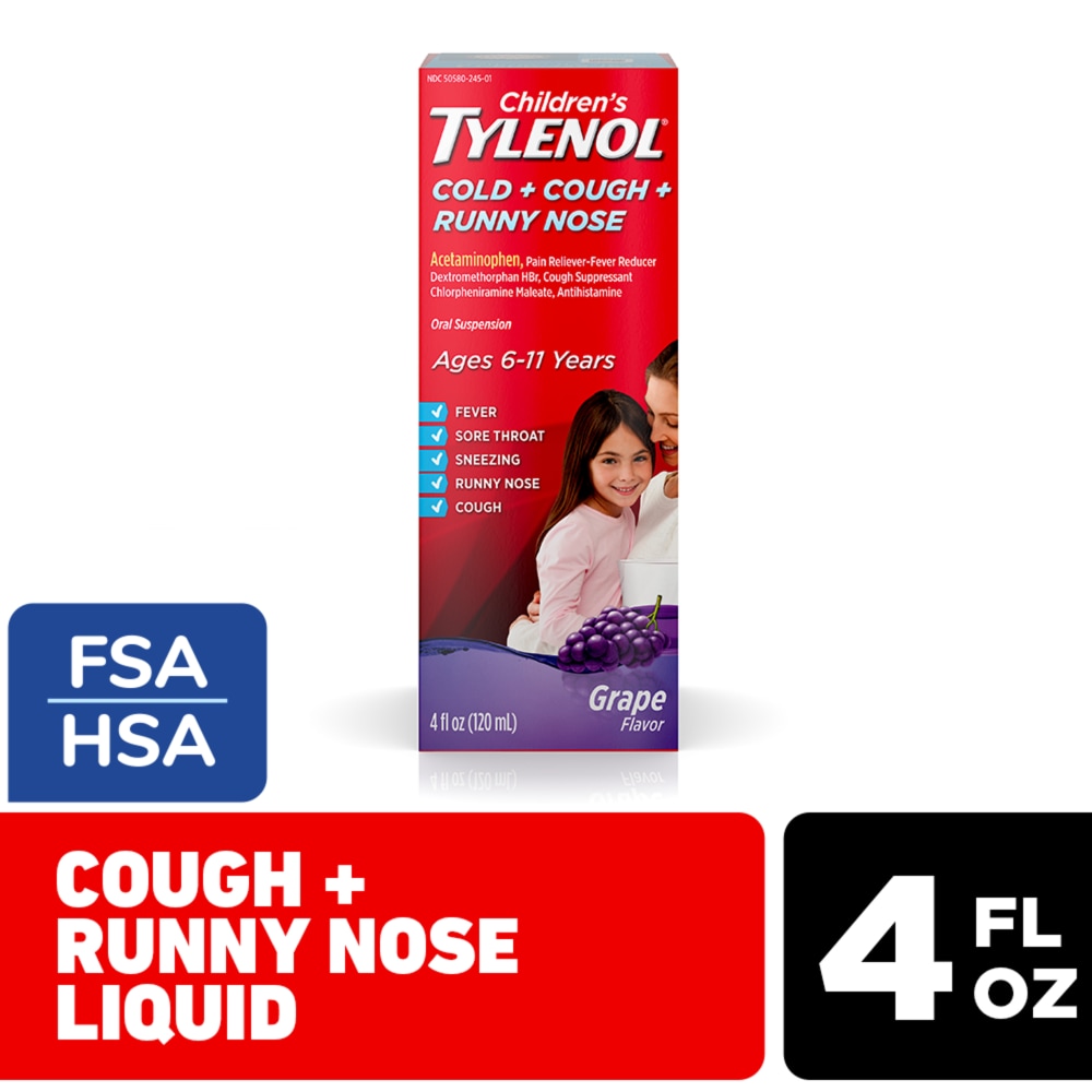 Children’s Tylenol Cold + Cough + Runny Nose Medicine Grape