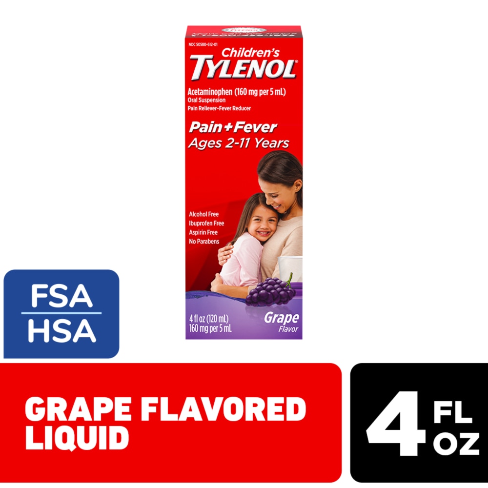 Children’s Tylenol Pain + Fever Relief Cold Medicine Grape