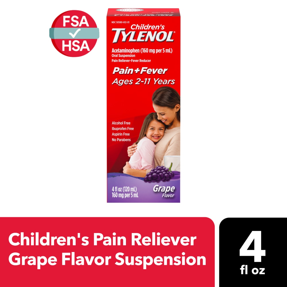 Children’s Tylenol Pain + Fever Relief Cold Medicine Grape
