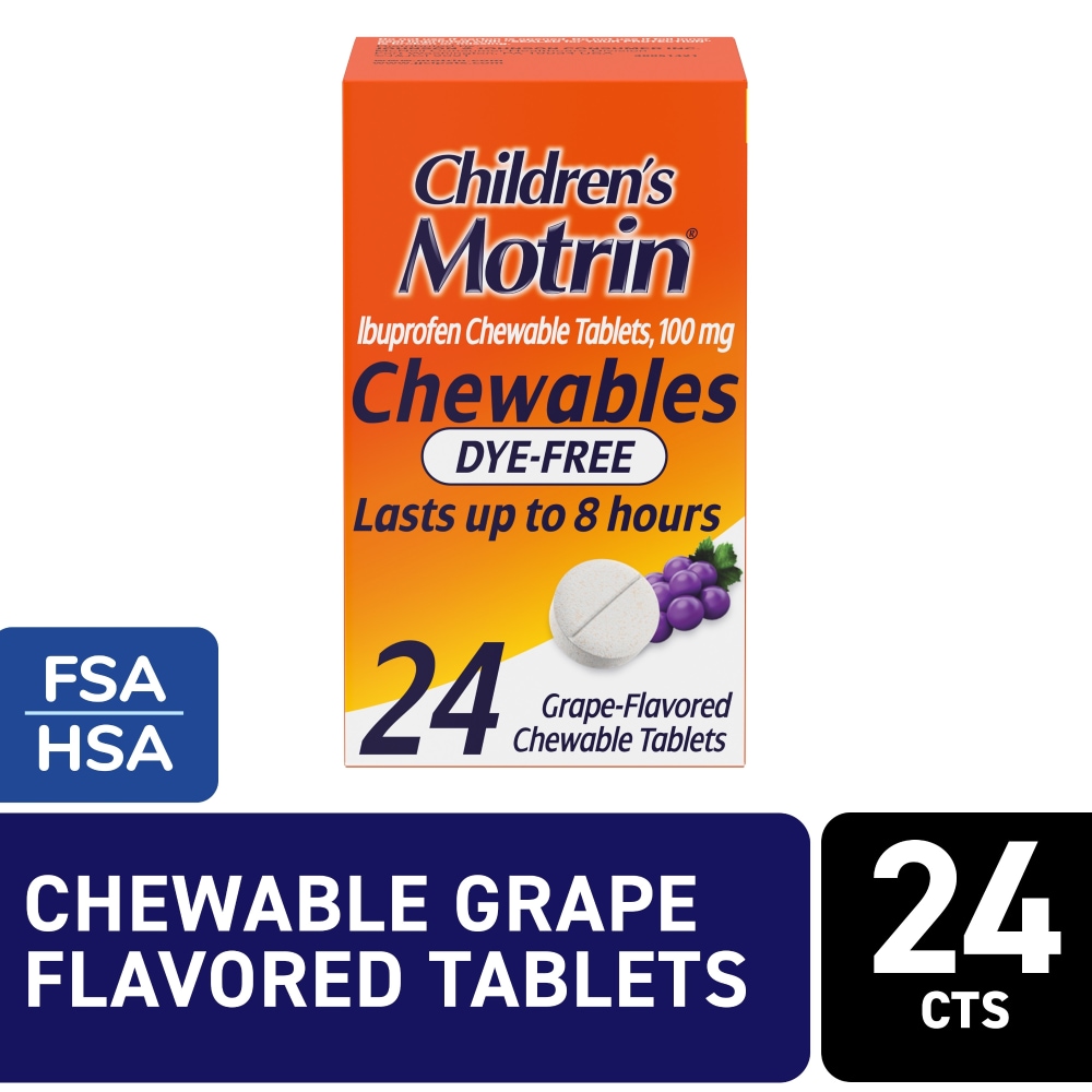 Children’s Motrin Dye-Free IBuprofen Chewable Tablets Grape