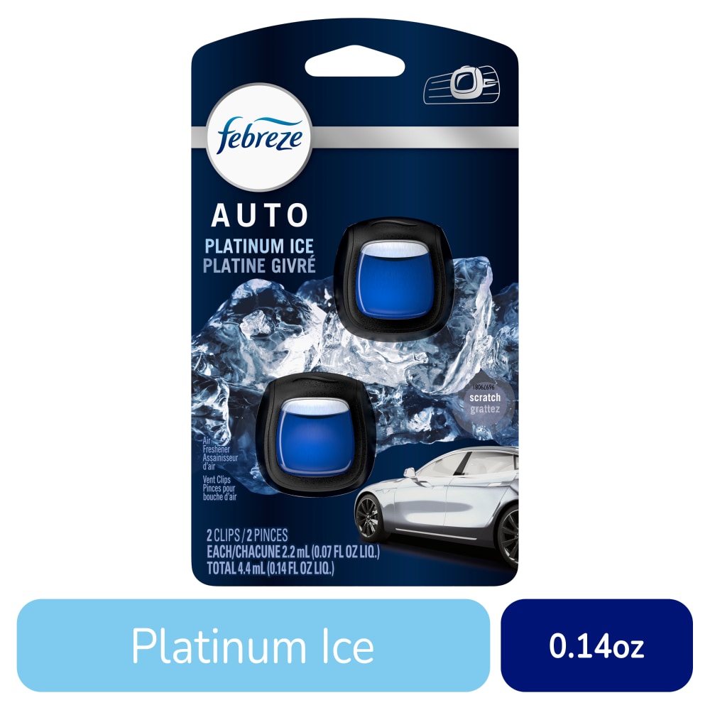 Febreze AUTO Air Freshener Vent Clip Platinum Ice Scent Car Vent Clip