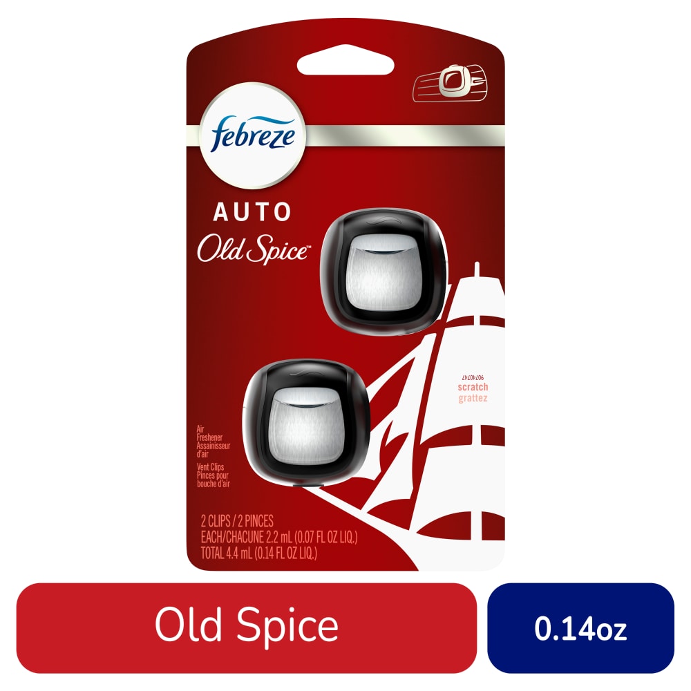 Febreze AUTO Air Freshener Odor-Fighting Automotive Vent Clip Old Spice Scent
