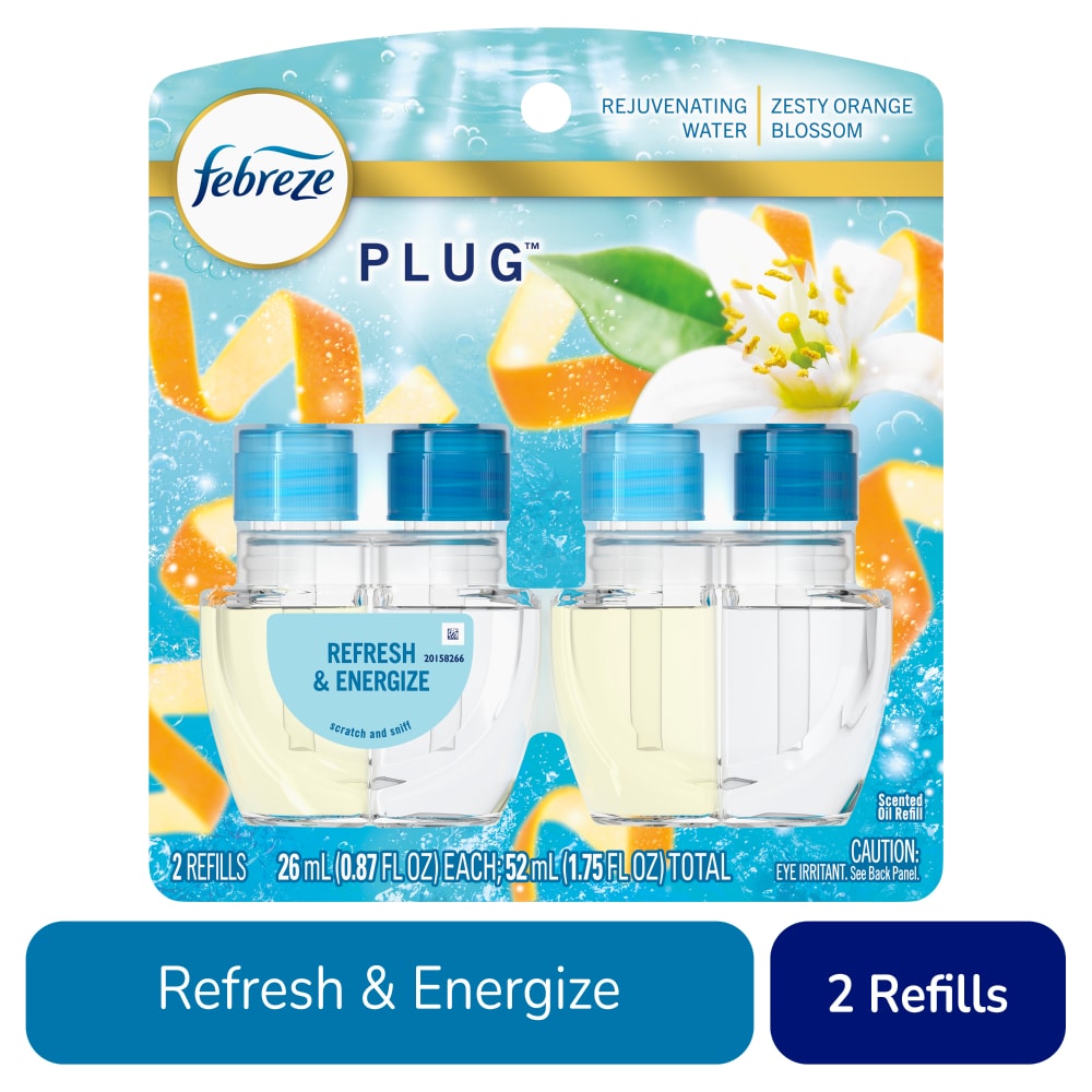 Febreze Plug In Air Freshener Odor-Fighting Scented Oil Refill Refresh & Energize