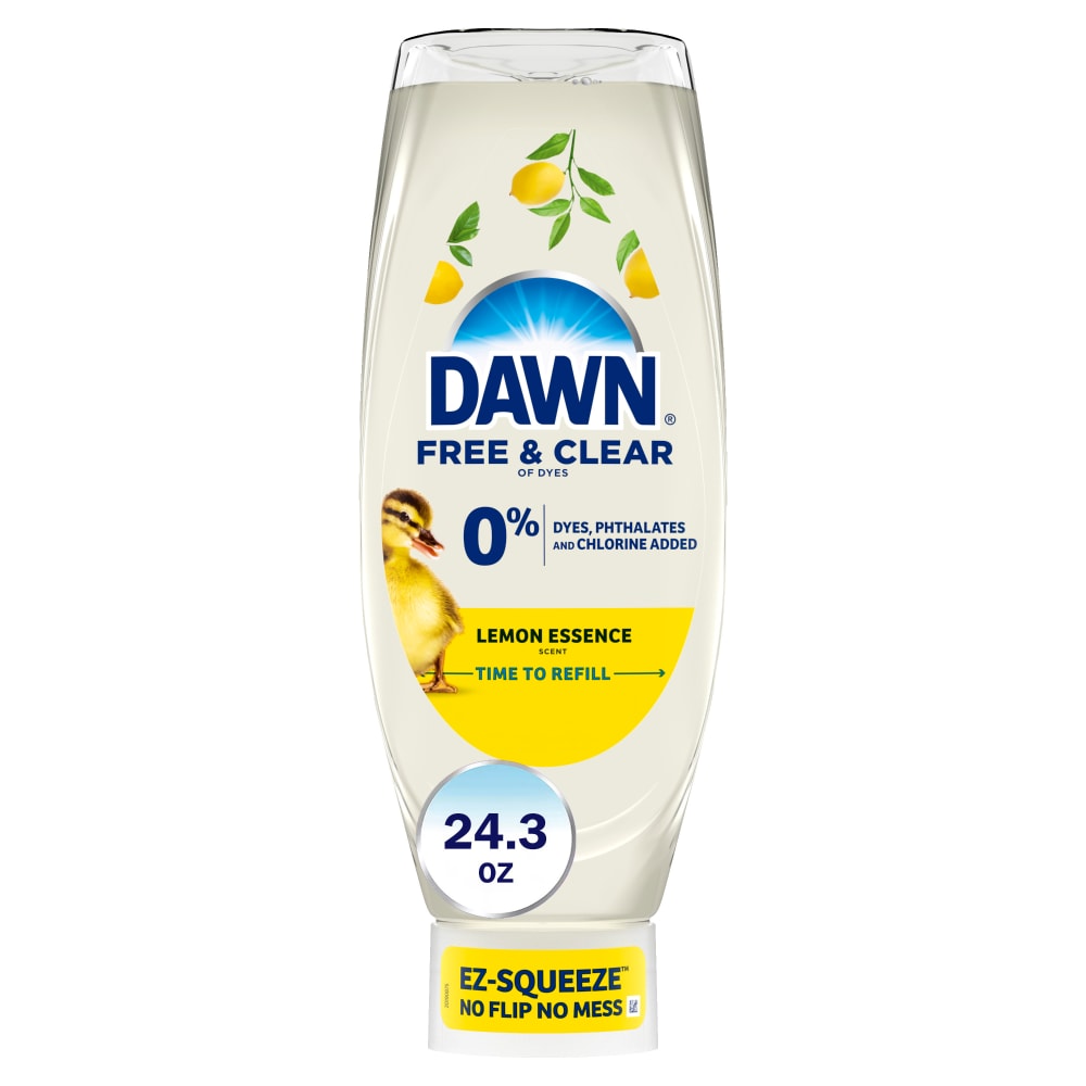 Dawn Free & Clear EZ-Squeeze Dish Soap Liquid, Dishwashing Liquid, Grease Removal, Lemon, 24.3oz