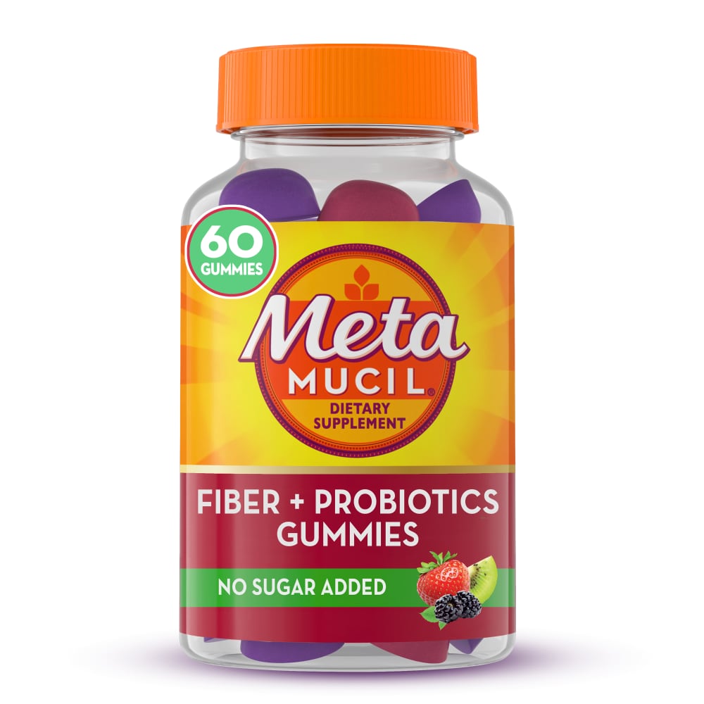 Metamucil Fiber + Probiotics No Sugar Added Strawberry Kiwi Blackberry Gummies