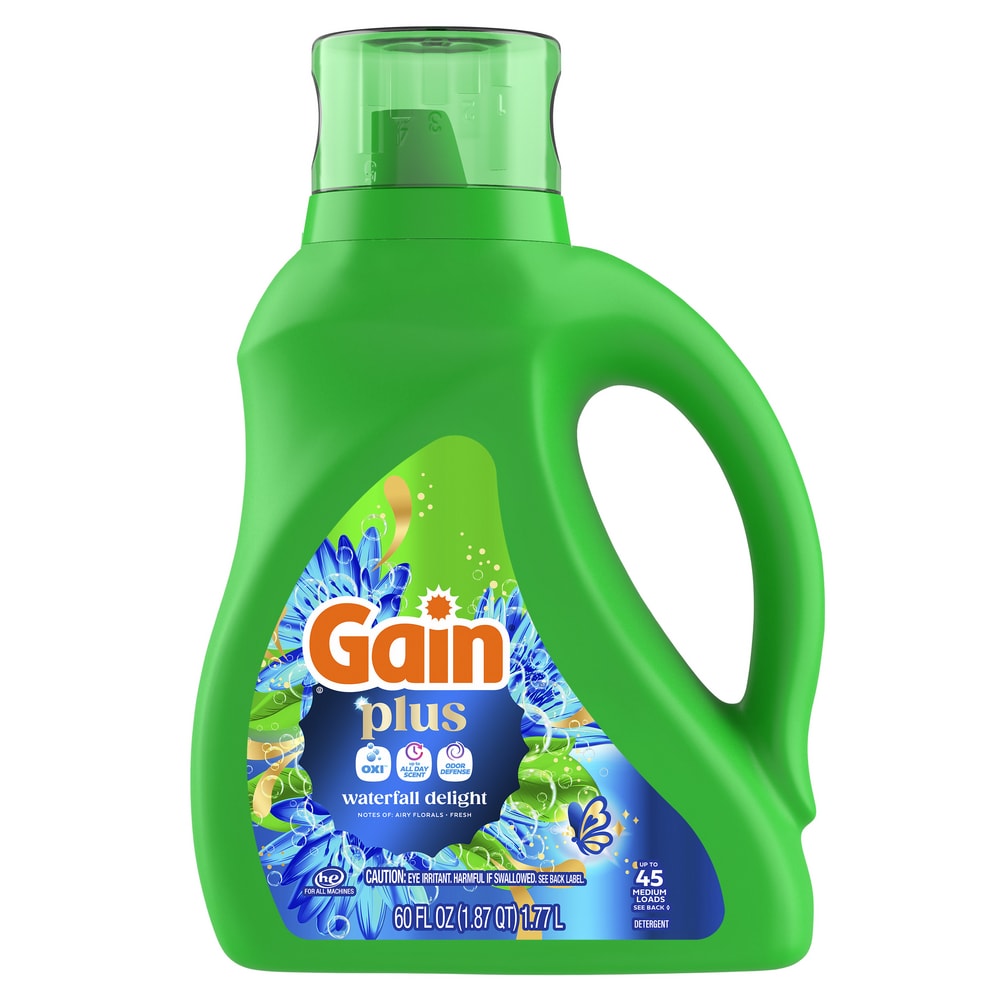 Gain 2X High Suds Ultra Oxi + Odor Eliminators Waterfall Delight  Liquid Laundry Detergent