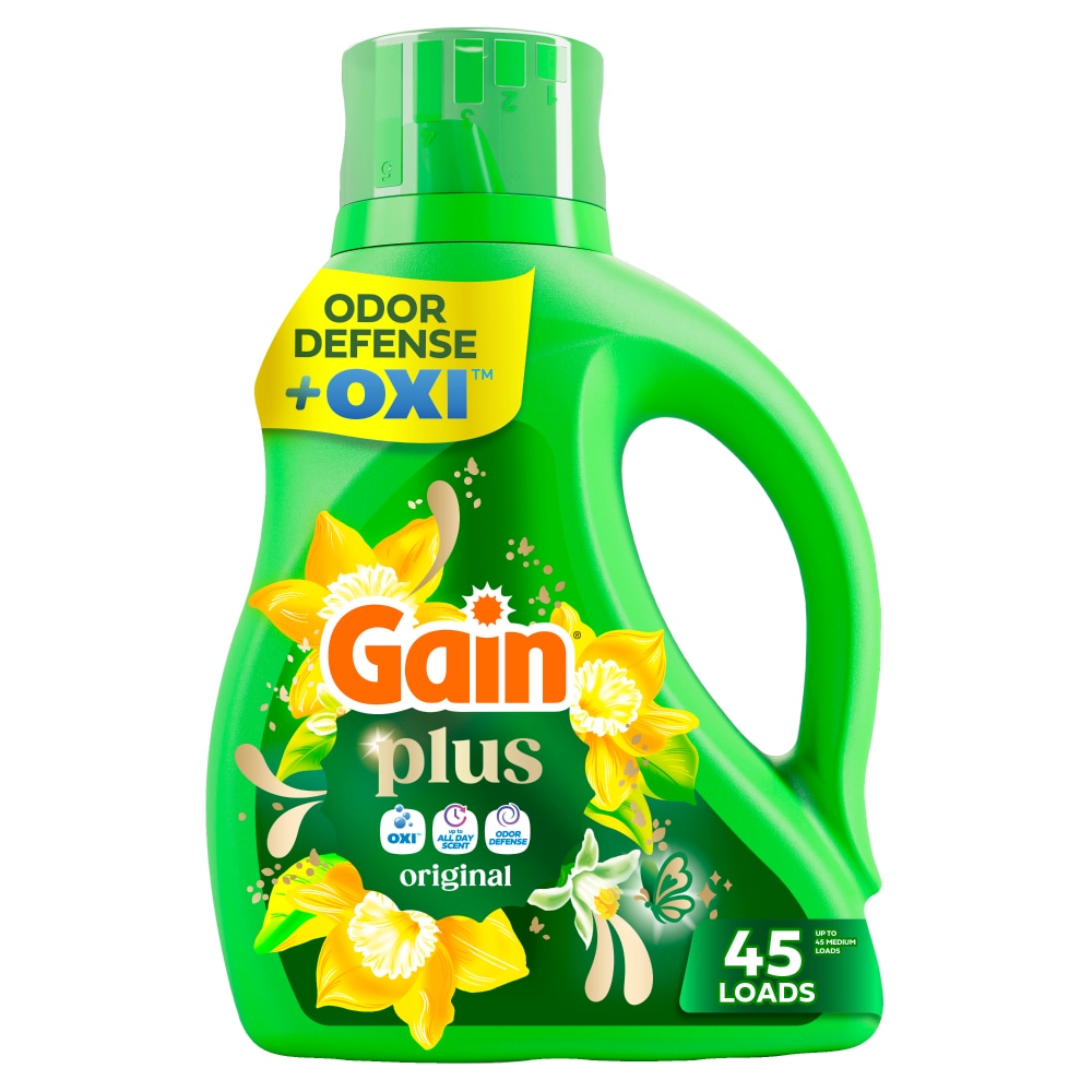 Gain Plus Liquid Washing Detergent, Cleaner, Fresher, Now with Oxi, Original Scent