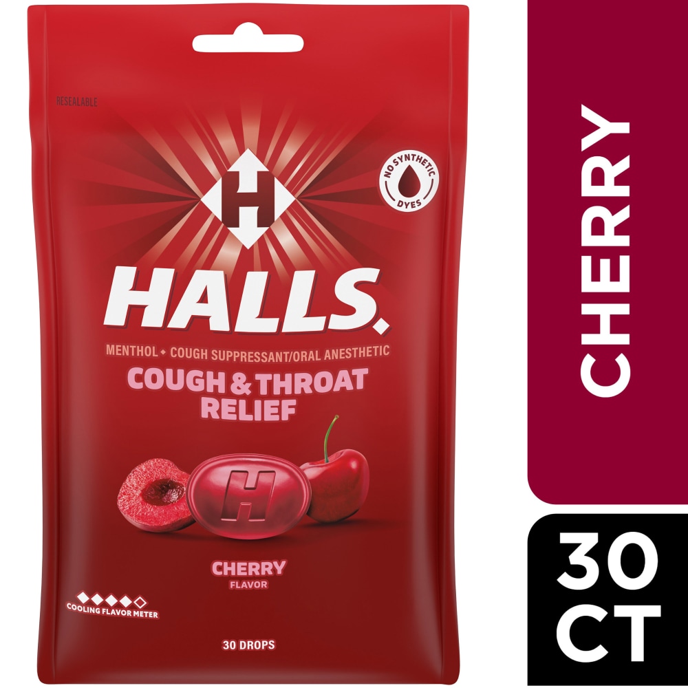 HALLS Cough and Throat Relief Cherry Cough Drops
