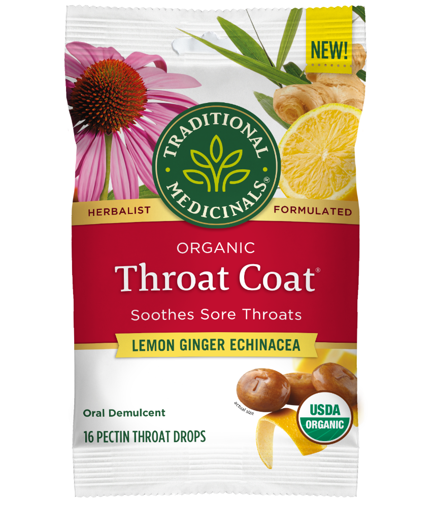 Traditional Medicinals® Organic Throat Coat® Lozenges Lemon Ginger Echinacea