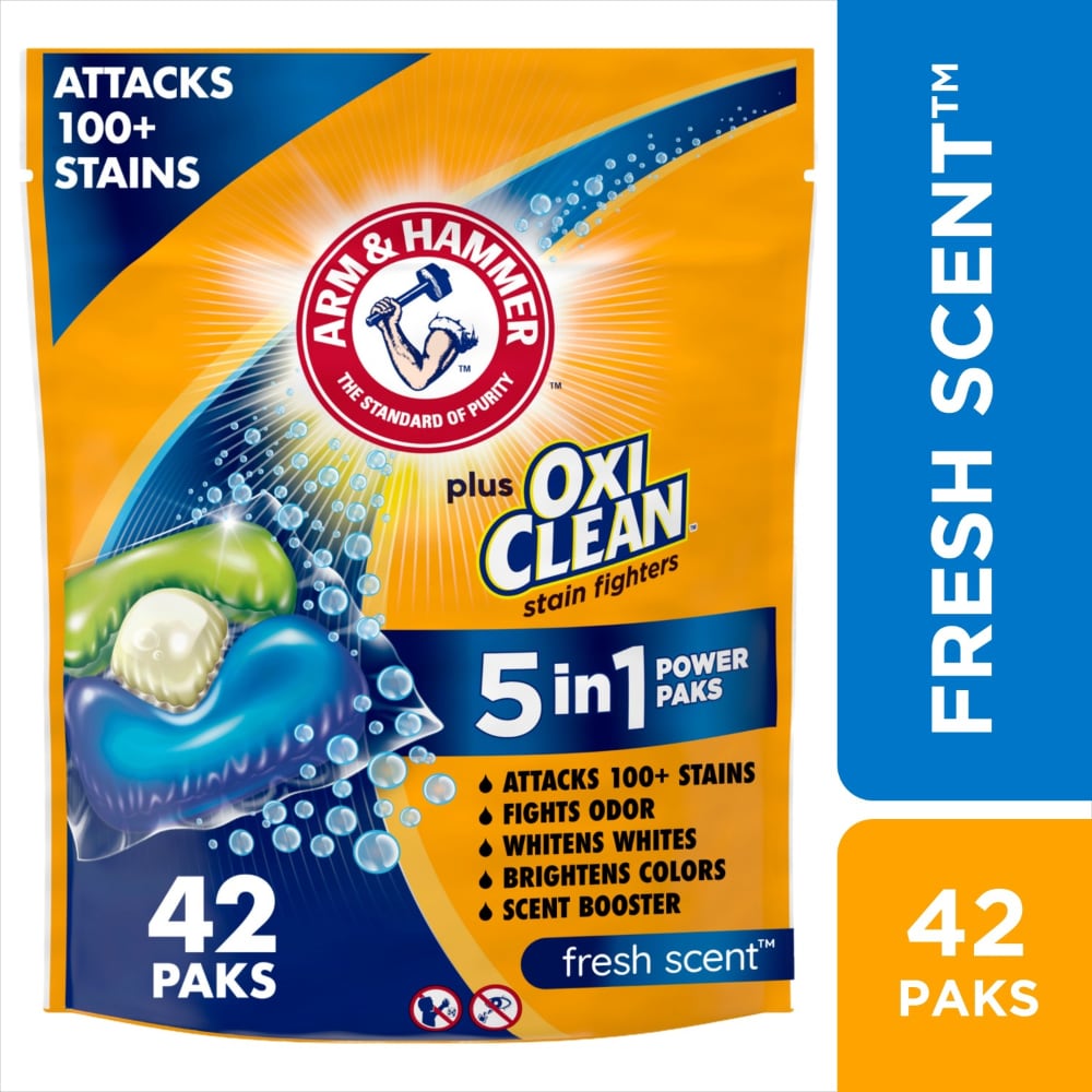 ARM & HAMMER Plus OxiClean Fresh Scent Laundry Detergent 5-in-1 Power Paks