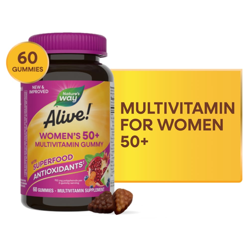 Nature’s Way Alive! Women’s 50+ Multivitamin Superfood Antioxidants B Vitamins Mixed Berry Gummy
