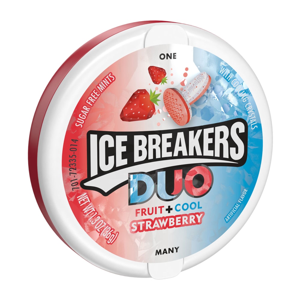 ICE BREAKERS Duo Fruit Plus Cool Strawberry Flavored Sugar Free Mints Puck