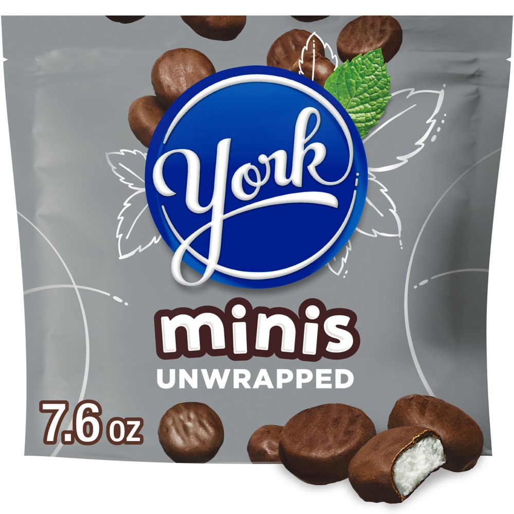 YORK Minis Unwrapped Dark Chocolate Peppermint Patties Candy Bag
