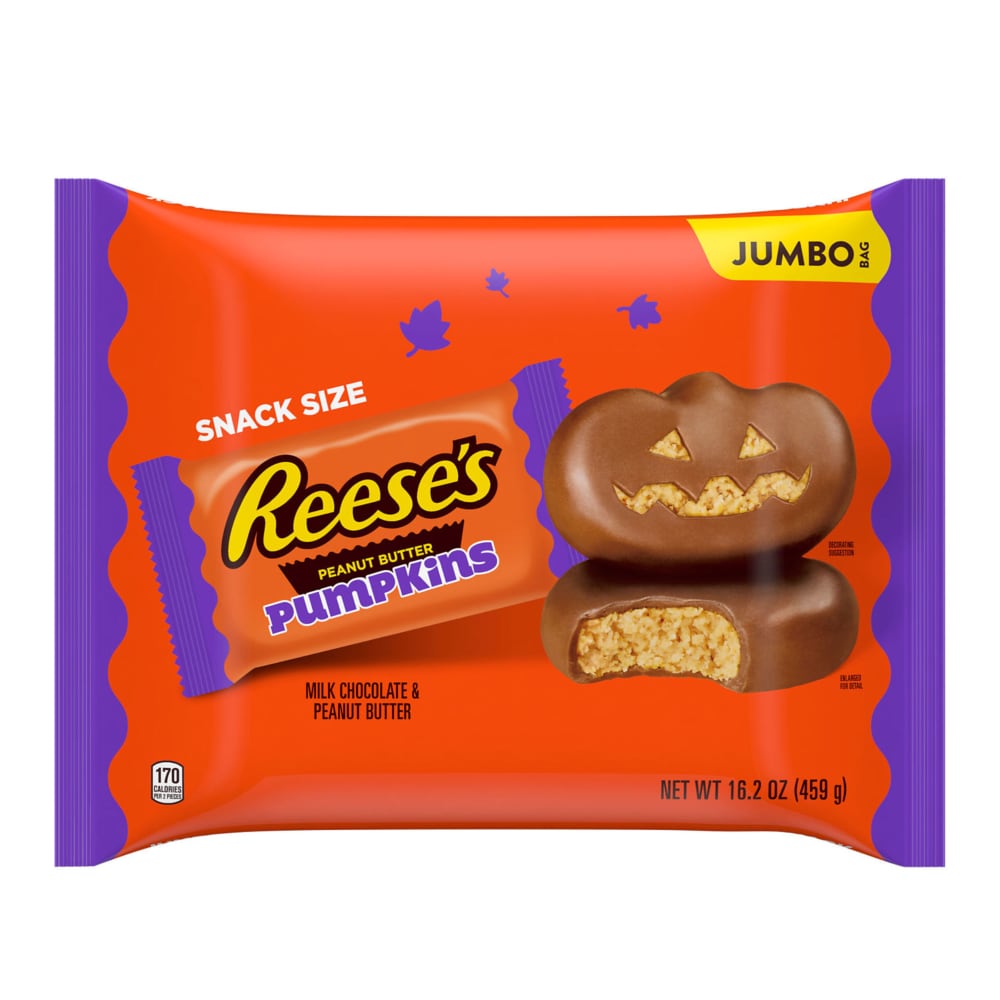 REESE’S Milk Chocolate Snack Size Peanut Butter Pumpkins Halloween Candy Jumbo Bag