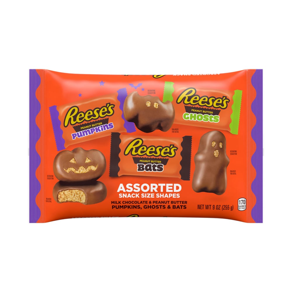 REESE’S Assorted Milk Chocolate Snack Size Peanut Butter Shapes Halloween Candy Bag