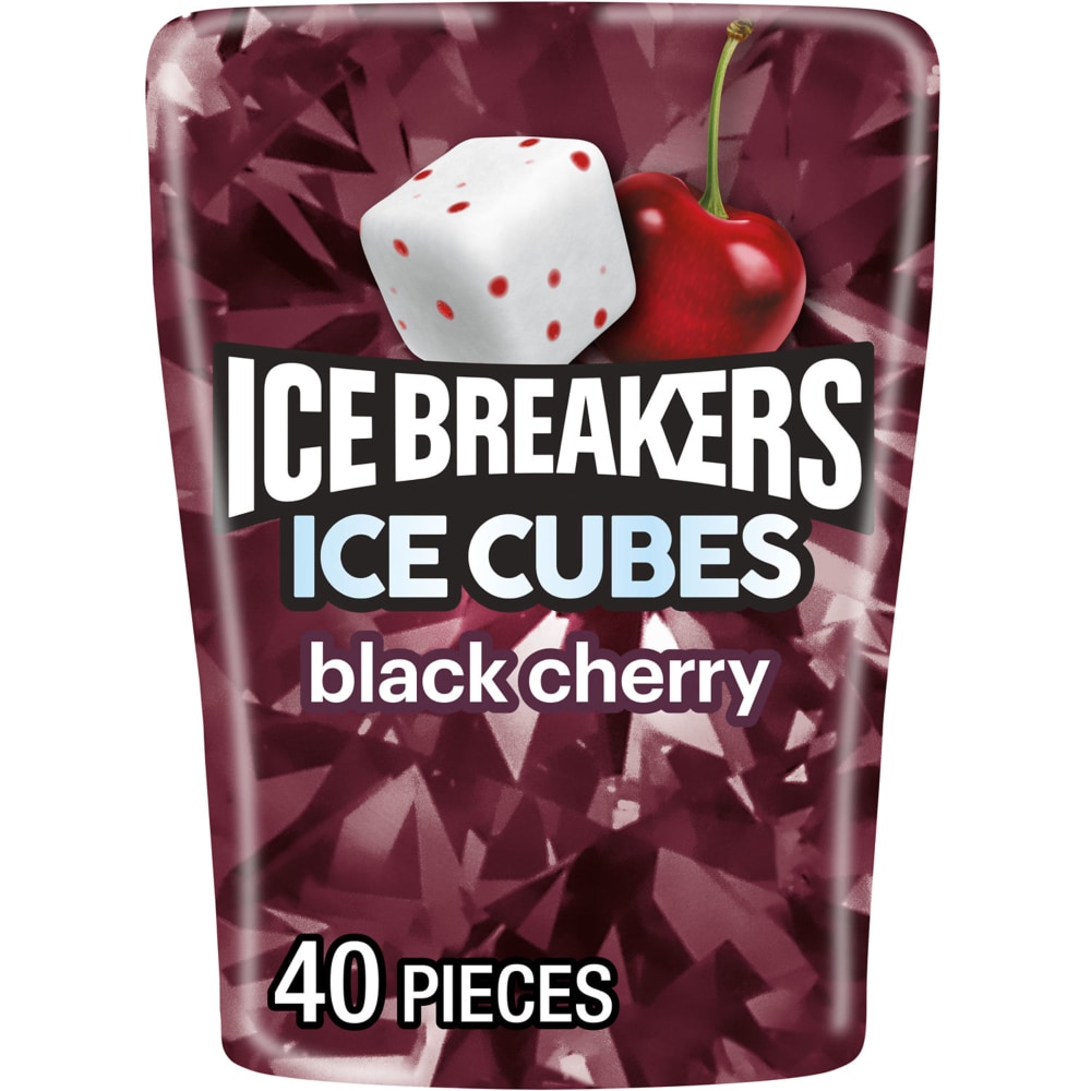 ICE BREAKERS Ice Cubes Black Cherry Flavored Sugar Free Chewing Gum Bottle
