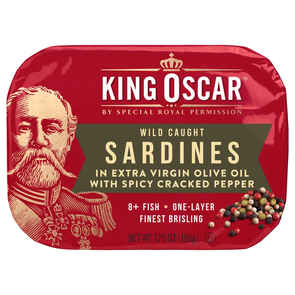 King Oscar® Wild Caught Sardines in Extra Virgin Olive Oil with Spicy Cracked Pepper