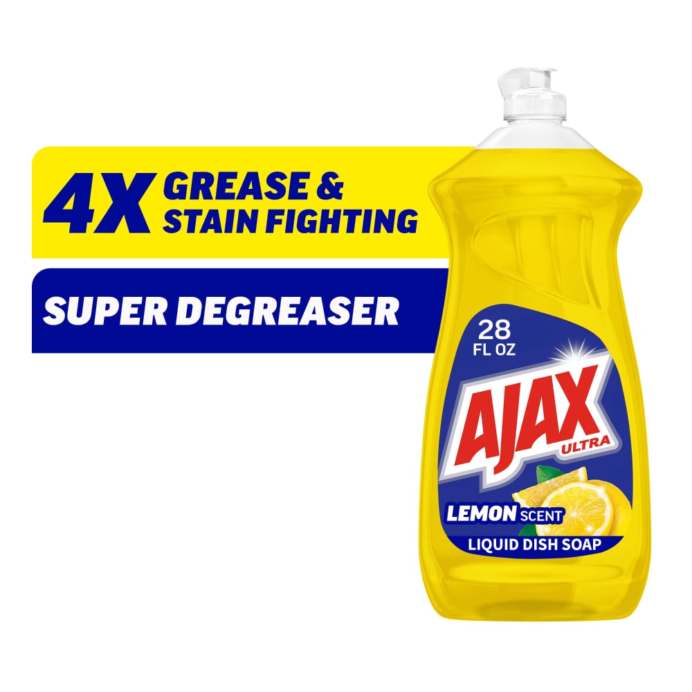 Ajax Ultra Liquid Dish Soap Super Degreaser Mess Free Easy Flip Cap Lemon Scent