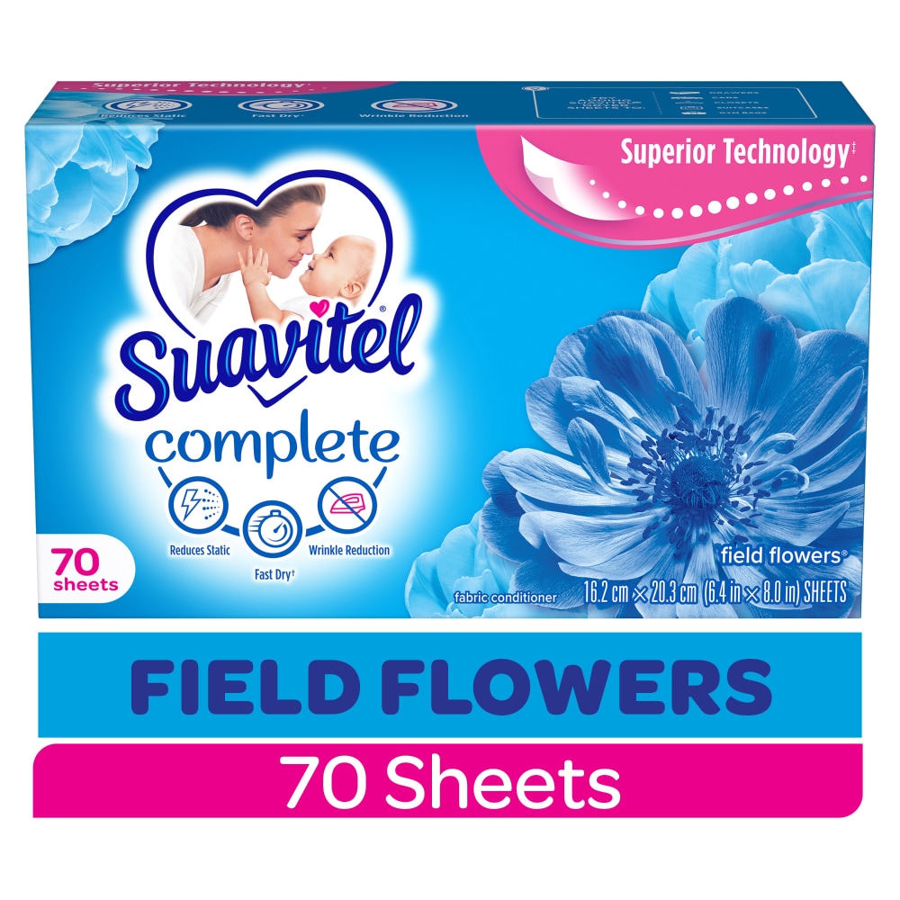 Suavitel Complete Dryer Sheets Fabric Conditioner Field Flowers Scent