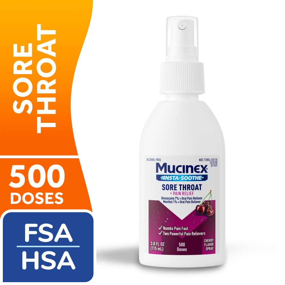 Mucinex InstaSoothe Sore Throat + Pain Relief Cherry Flavor Spray