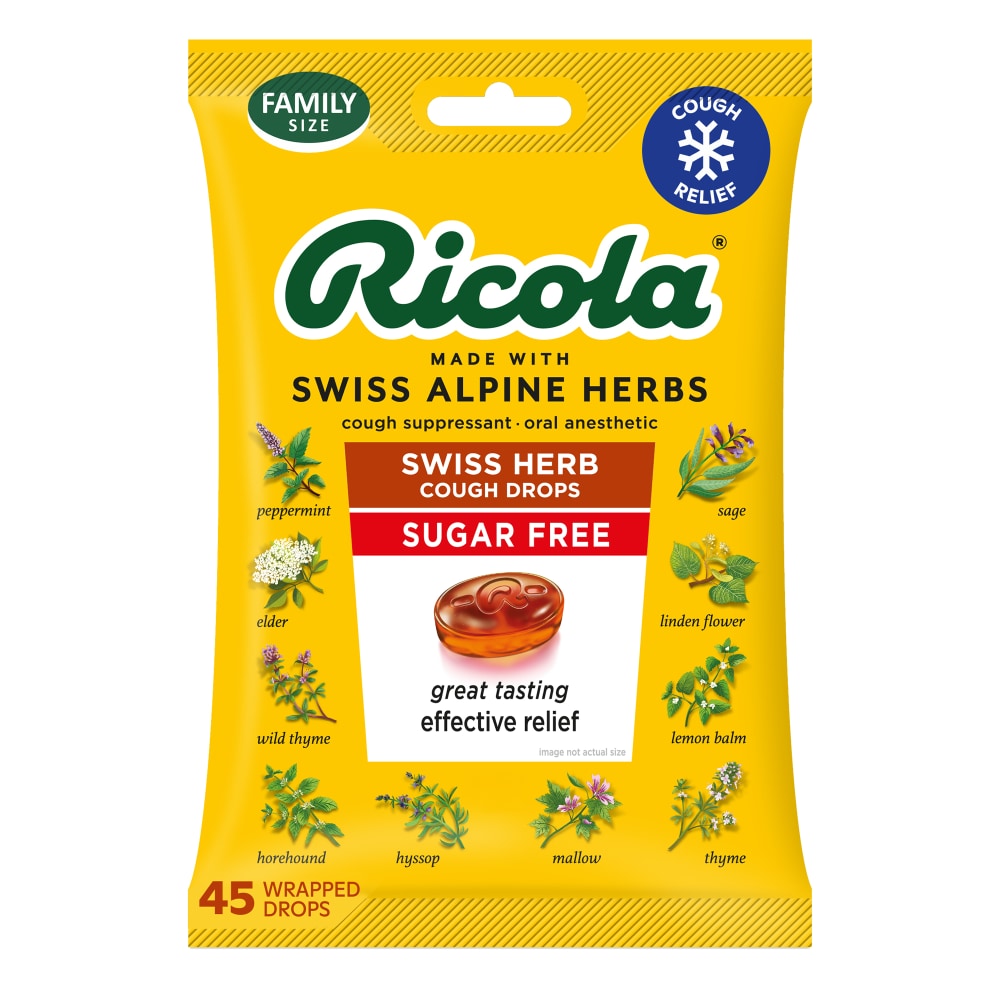 Ricola® Sugar-Free Swiss Herb Menthol Cough Drops for Sore Throat and Cough Relief