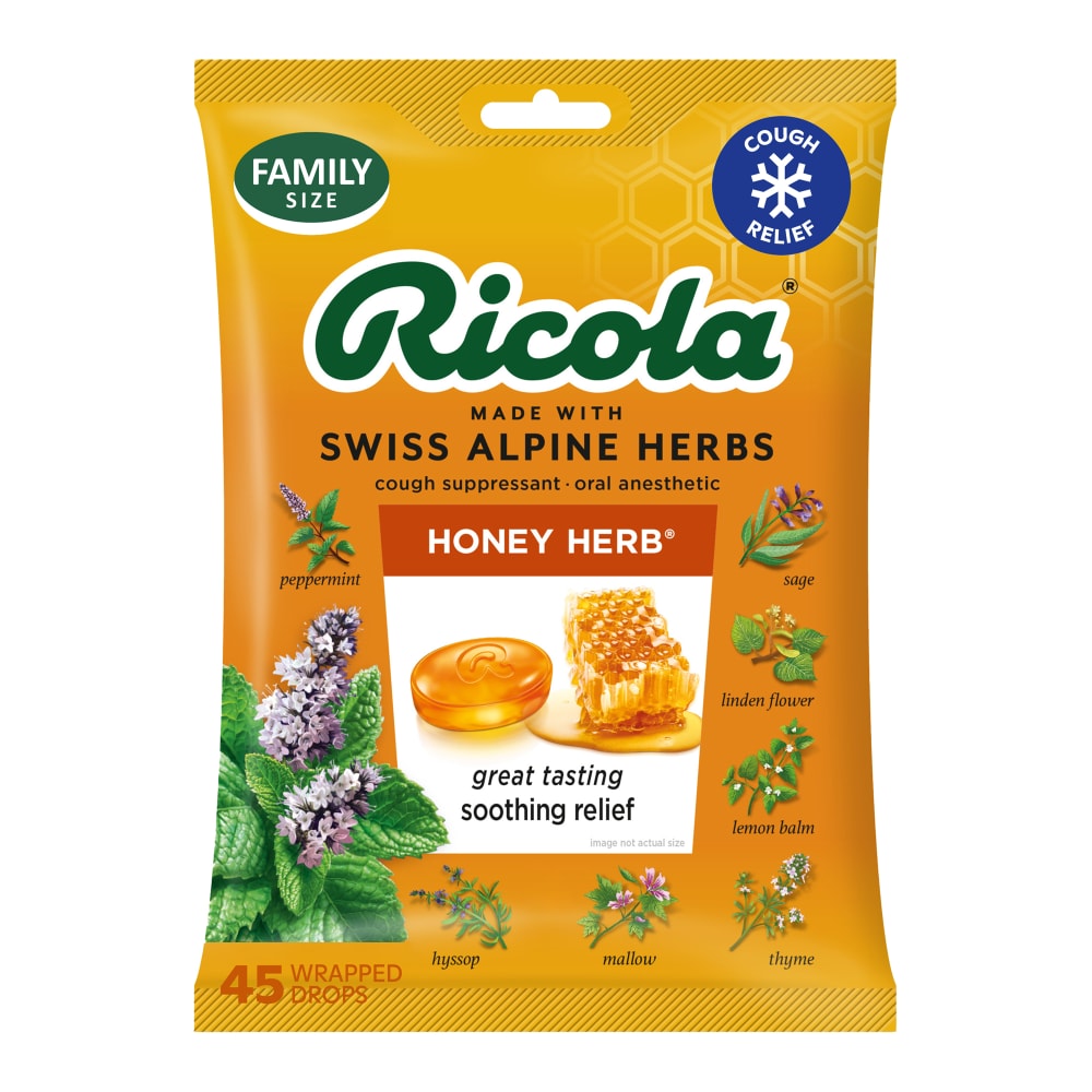 Ricola® Honey Herb Menthol Cough Drops for Sore Throat and Cough Relief