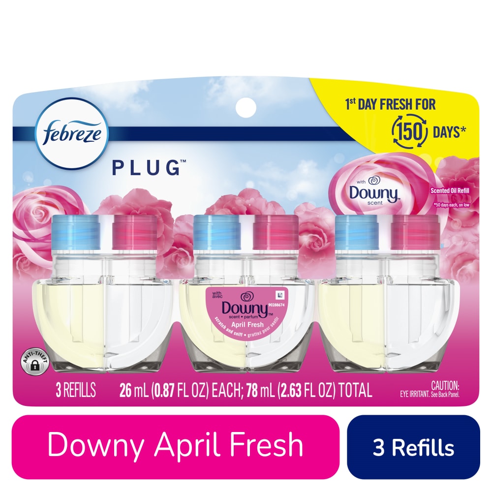 Febreze Plug In Air Freshener Odor-Fighting Scented Oil Refill Downy April Fresh Scent Refills