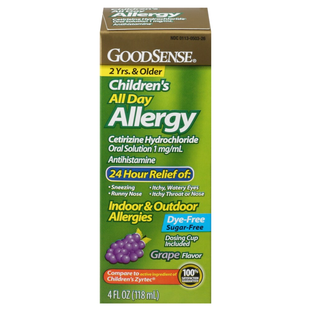 GoodSense Children’s All Day Allergy Relief Grape Flavor Oral Solution Cetirizine Hydrochloride