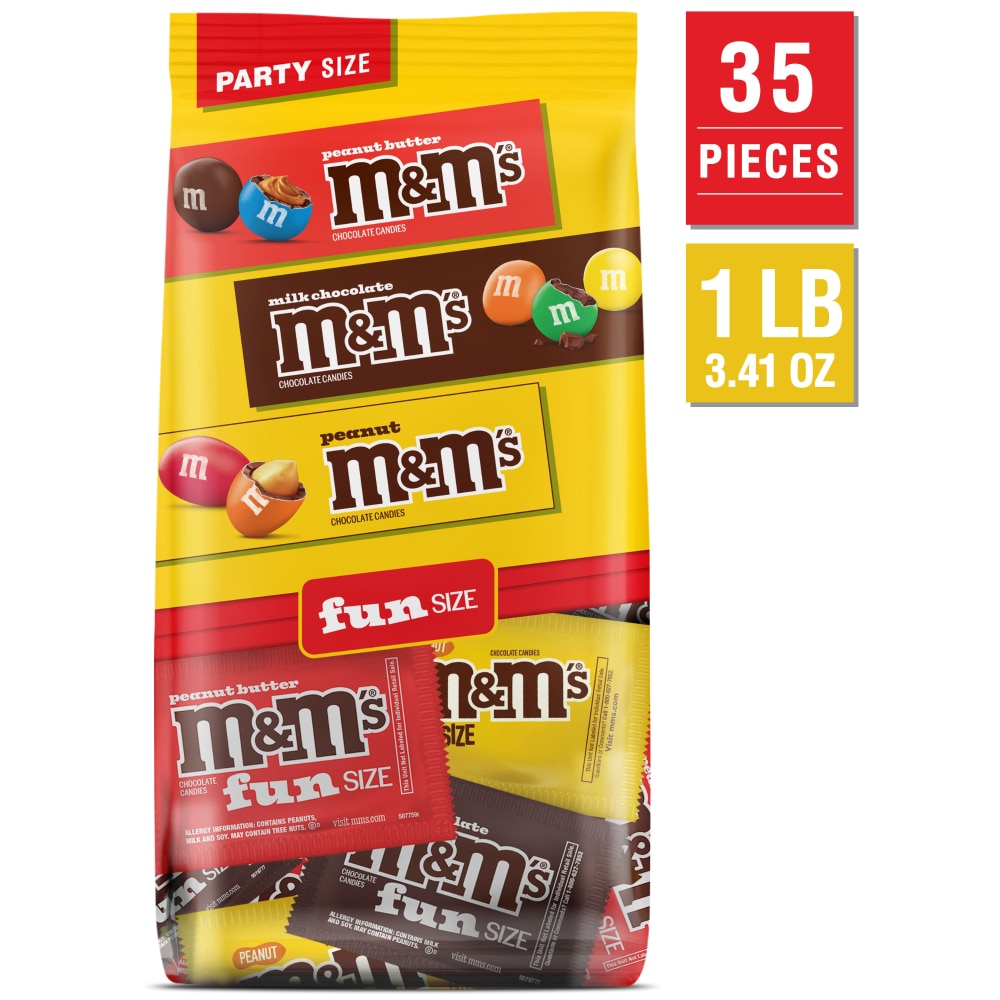 M&M’S Milk Chocolate Peanut & Peanut Butter Fun Size Variety Pack Bulk Candy Bag