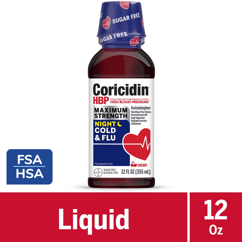 Coricidin® HBP Sugar Free Nighttime Cherry Liquid Cold & Flu Medicine