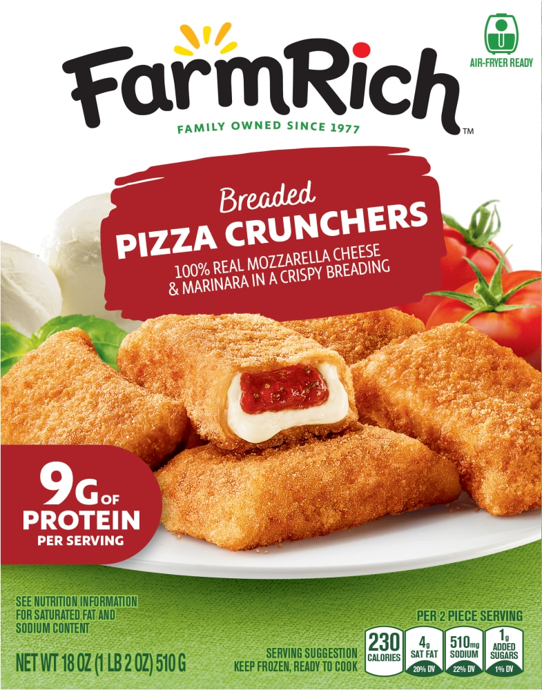 Farm Rich Breaded Pizza Crunchers, 100% Real Mozzarella Cheese, 18 oz