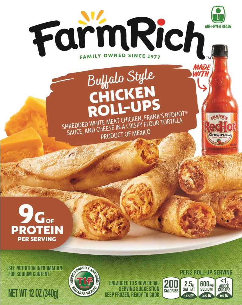Farm Rich Buffalo Chicken Rollups, 12 oz (Frozen Snacks and Appetizers)