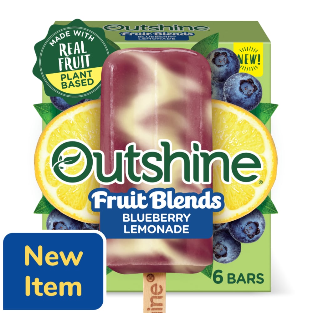 Outshine Blueberry Lemonade Fruit Blends Frozen Fruit Bars, 6 Count