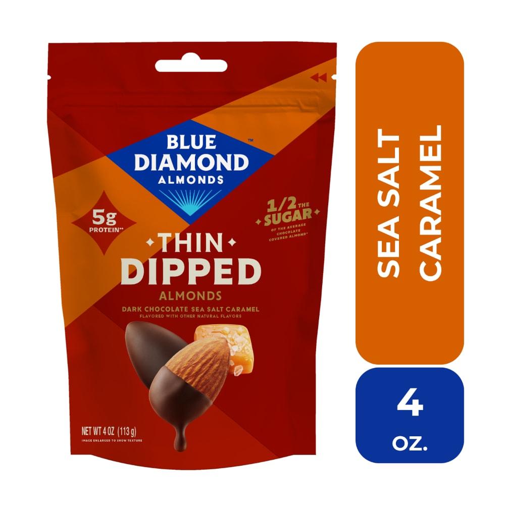 Blue Diamond® Thin Dipped Dark Chocolate Sea Salt Caramel Almonds