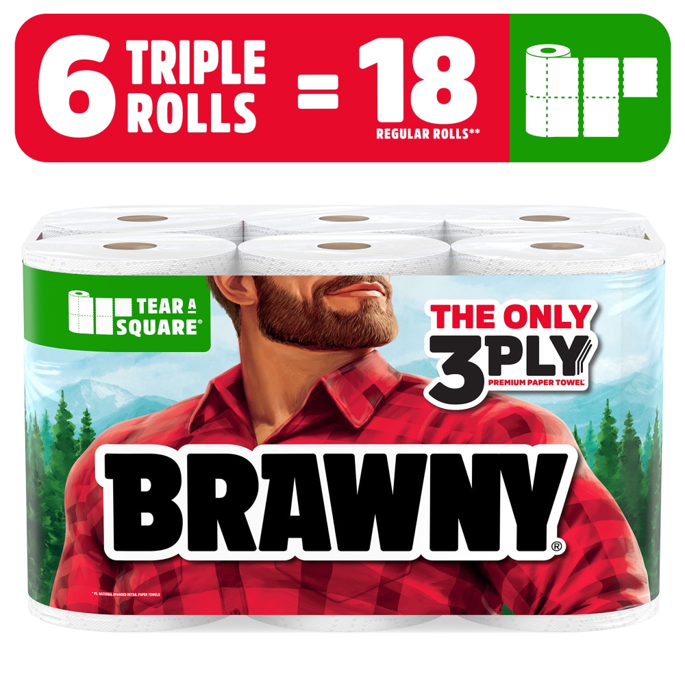 Brawny® Tear-A-Square® 3 Ply Paper Towel Triple Rolls